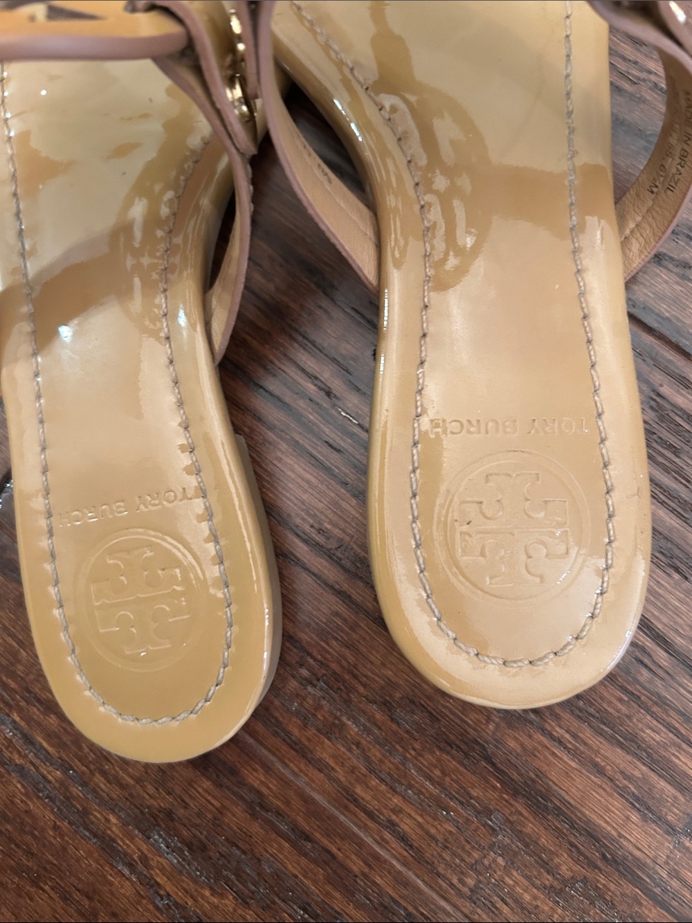 Tory Burch Miller Patent Leather Thong Sandals in Sand color - Picture 5 of 6